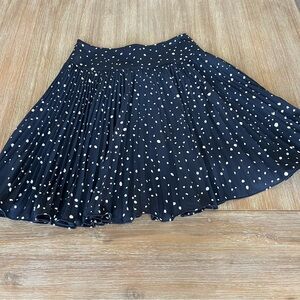 Ann Taylor Polka Dot Pleated Skirt - Navy and White, 0